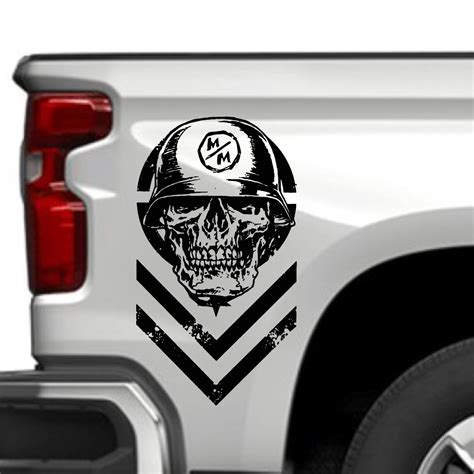 metal mulisha army skull weathered bedside graphic decal set