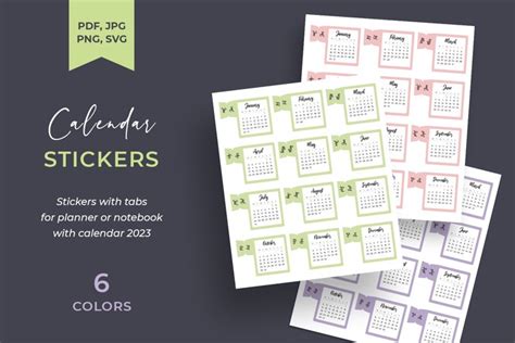 Printable planner stickers with calendar 2023