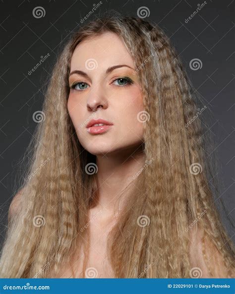 La Belle Fille Blonde Avec Lumineux Composent Image Stock Image Du Femelle Gens