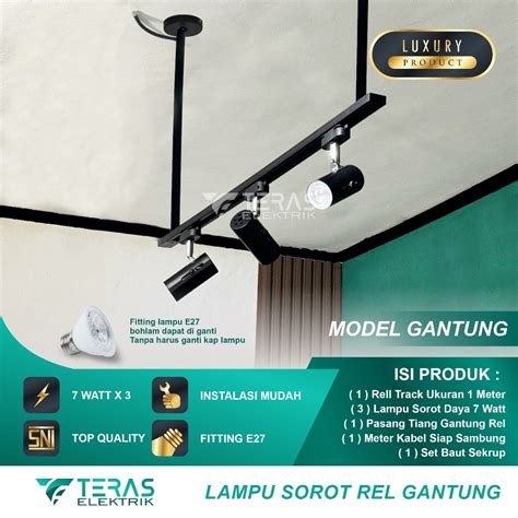 Jual Paket Lampu Sorot Rel Set Isi Spotlight Track Light Rell