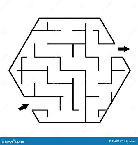 Vector Maze Template Blank Black And White Hexagon Shaped Geometrical