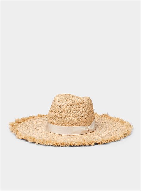 Frayed Brim Straw Hat Simons Shop Womens Hats Online Simons