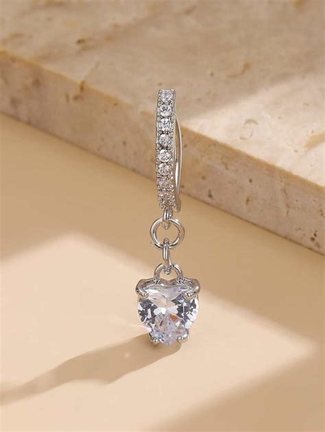 Perfect Piercing Cubic Zirconia Heart Decor Navel Belly Ring Copper