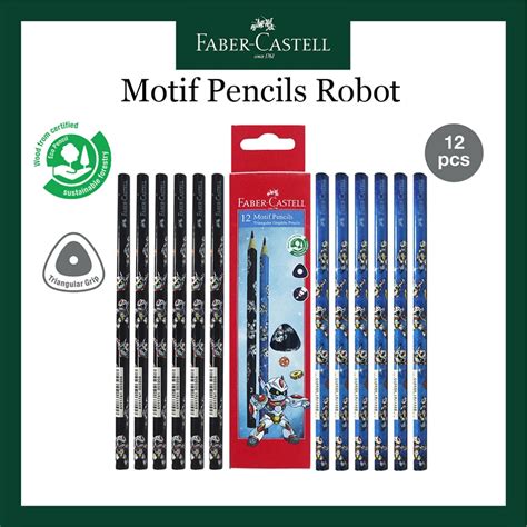 Jual Pensil Motif 2B Faber Castell Bentuk Segitiga Motif Robot