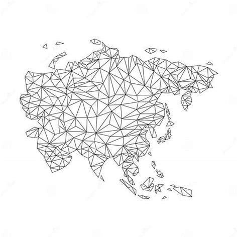 Mapa Da ásia Com Formas Triangulares Continente Linear Do Mapa Mundial Ilustração Do Vetor