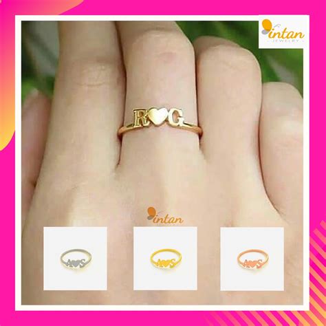 Jual Cincin Love Inisial Nama Huruf Custom Cincin Nama Titanium Lapis