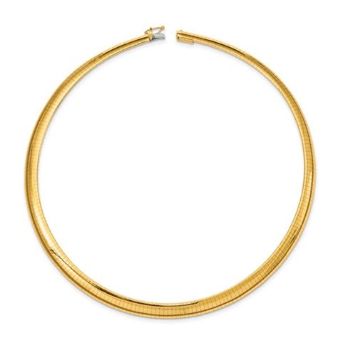 K Yellow Gold In Domed Omega Necklace Mm Wide Od