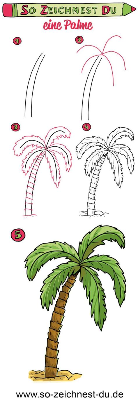 So Zeichnest Du Eine Palme Palme Zeichnung Palme Malen Strand Zeichnung