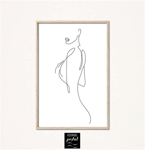 Line Art Naked Woman Body Drawing Print Lady Female Abstract Continuous Simple Modern Printable