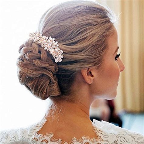 Fairy Moda Crystal Bridal Hair Piece Rose Gold Wedding Hair Comb Bride