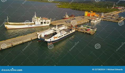 Tubigon Bohol Philippines Aerial Of The Port Of Tubigon With Docked