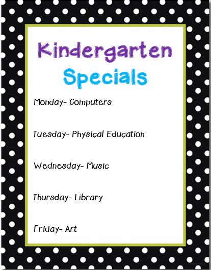 Specials Rotation Mrs Grays Kindergarten Classroom