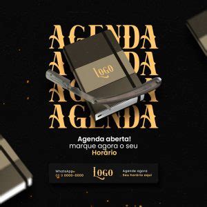 Agenda Aberta Barbearia Social Media PSD Editável download Designi