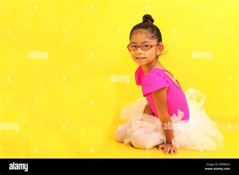 Year Old Latina Brunette Girl Dressed As A Ballerina Practices Sport As Therapy And Adhd