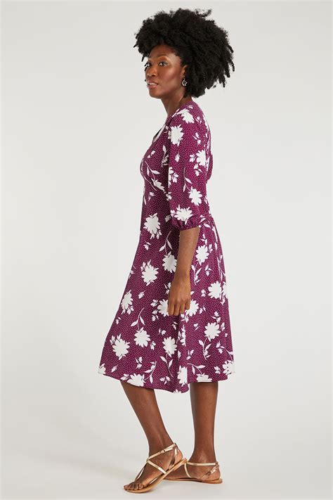 Purple Spot Print Tea Dress Bonmarché
