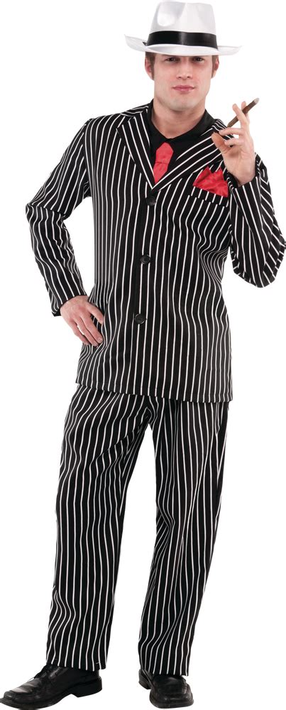 Mens Mob Boss Blackwhite Pinstriped Outfit With Jacketpantshirt