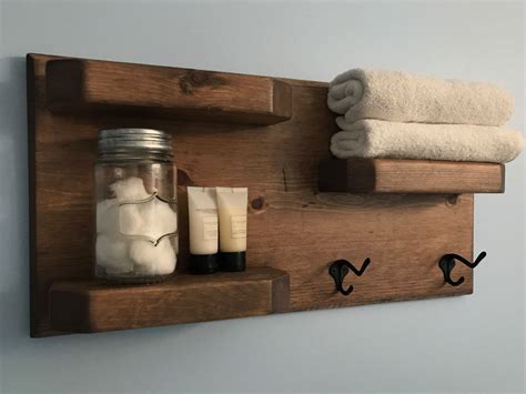 rustic bathroom shelf  towel rack  tayla bugnion blog