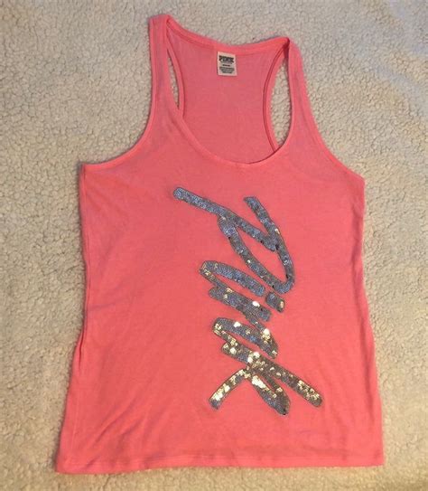 This Is A Neon Hot Pink Racerback Tank Top With Silver Bling Sequins