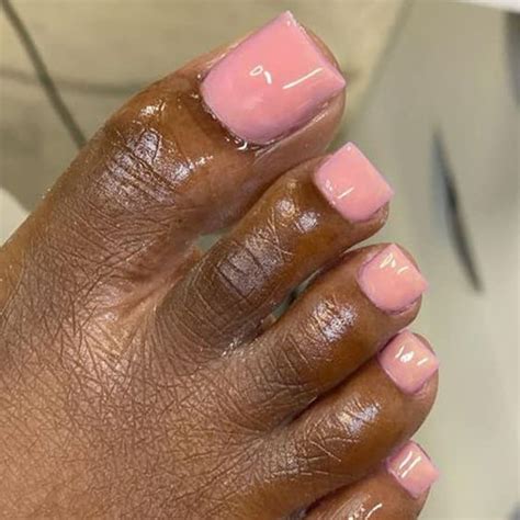 Amazon Yosomk Pink Press On Toenails Nude Short Fake Toe Nail Tips Press Ons Glossy Glue On