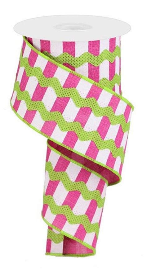 Hot Pink Lime Green Wired Ribbon By The Roll X Yard Roll