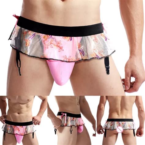 Culotte Florale En Dentelle Avec Lani Re Volants Arc Pour Hommes Sissy