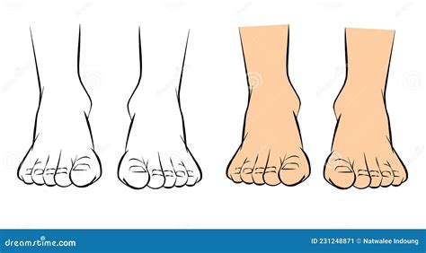 Human Feet in Black Outline Stock Illustration - Illustration of heel ...