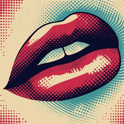 Premium Vector Retro Halftone Vector Abstract Female Lips