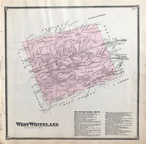 West Whiteland Township map, Original 1873 Chester County Pennsylvania