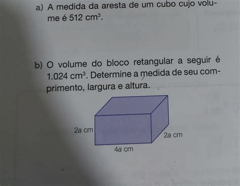 Calcule A medida da aresta de um cubo cujo volume é 512 cm ³? - Matemática