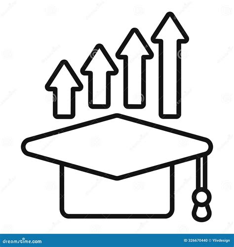 Graduation Cap Showing Education Growth with Upward Arrows Stock