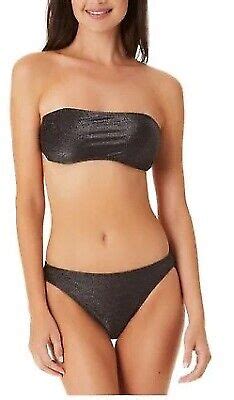 California Waves BLACK Juniors Metallic Shine Bandeau Bikini Top US X