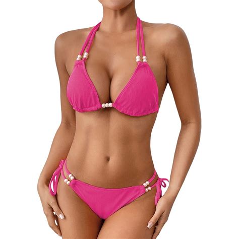 XIANGYUN Bikini Sets For Women Supportive Bikini Top Women S Beach Pearl Two Piece Swimsuit With