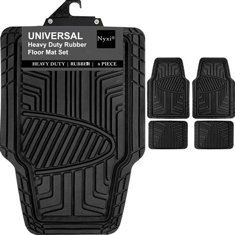 Zeno Universal Rubber Car Mats 4 Piece Front Rear Non Slip Car Floor Mat Heavy Duty