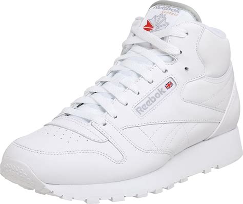 Amazon.com | Reebok Men's Classic Leather Mid Sneaker, White/White, 10. ...