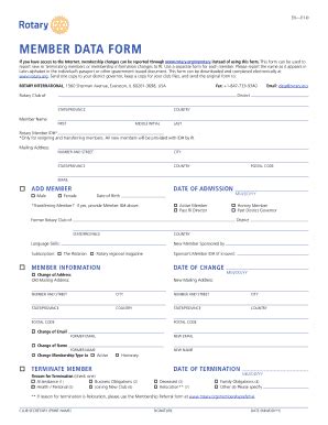 Fillable Online Rotary Membership Data Form Rotary International