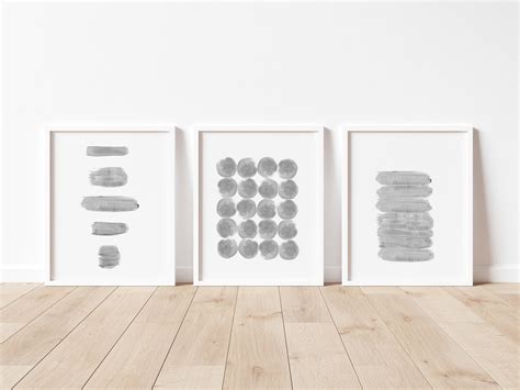 Silver Wall Art Set of 3 Abstract Wall Art Set of 3 - Etsy