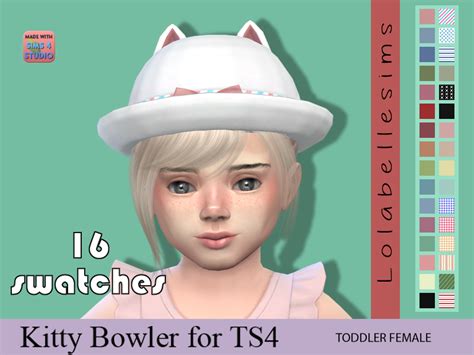 The Sims Resource Lolabellesims Ts4 Toddler Kitty Bowler Hat