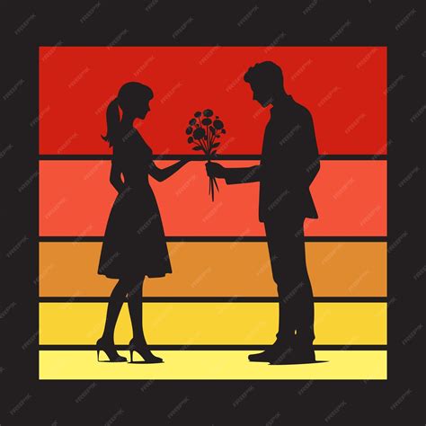 Premium Vector Silhouette Man Giving Flowers To Woman Stock Vector And Logo