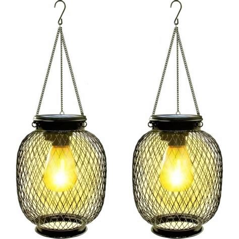 Lot de 2 lampes solaires d extérieur avec ampoule LED IP65 Étanche