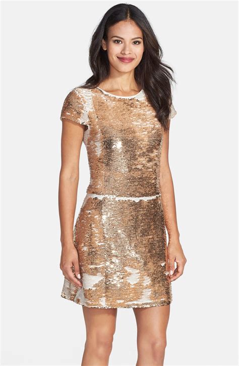 Vince Camuto Sequin Fit And Flare Dress Regular And Petite Nordstrom