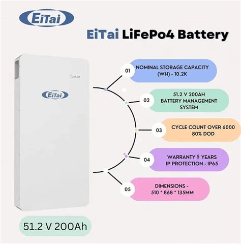 Eitai Rechargeable Solar Inverter Battery Lifepo V Ah Kw