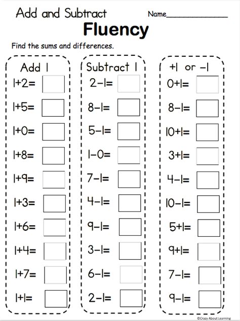 Free Math Fluency Worksheets