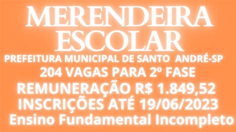 Merendeira Escolar Vagas Remunera O R N Vel Fundamental