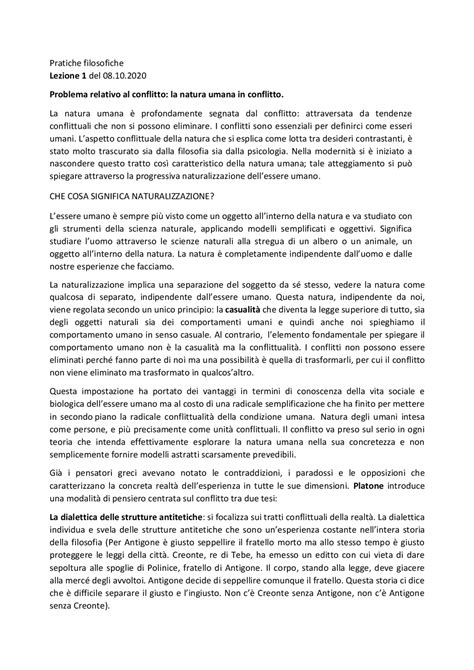 Pratiche filosofiche- La natura del conflitto - Docsity