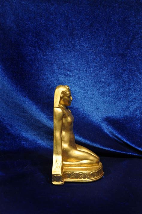 Egyptian Deco Nude Shrine Altar Statue Gilt Lotus Bust Relief Replica Revival