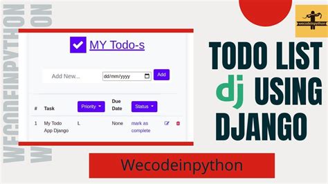 Todo List App Using Django Youtube
