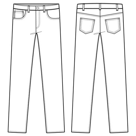 Pantalones Jeans Plantilla De Dibujo Plano De Moda Vector Premium