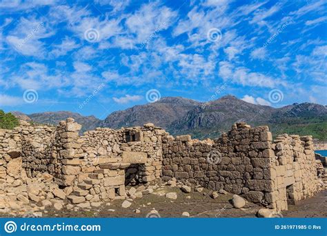 The Ruins Of Vilarinho Da Furna During The Dry Season When The Former