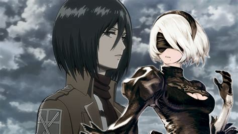Attack On Titan Fanart Fusiona A Mikasa Y A 2b De Nier Automata Senpai