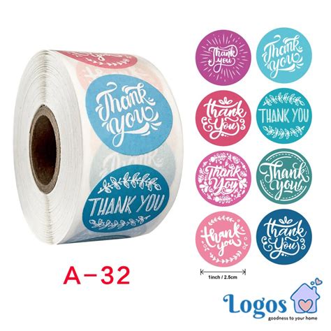 Jual Stiker Bulat Thank You Pink Blue Round Sticker Toples Gift